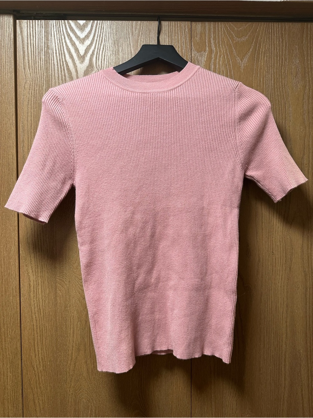 Ivy City Co Soft Pink Short Sleeve Ribbed Knit Top
